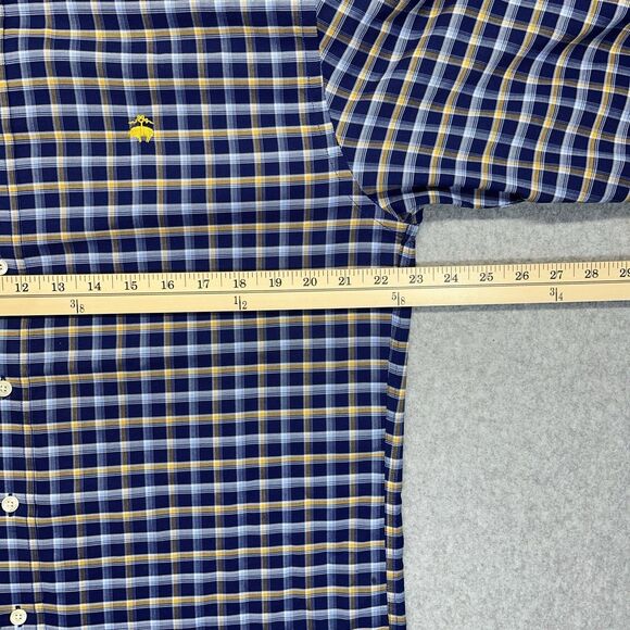 Brooks Brothers 346 Plaid Button-Down Shirt Men’s Medium Blue Yellow Long Sleeve - Picture 12 of 14
